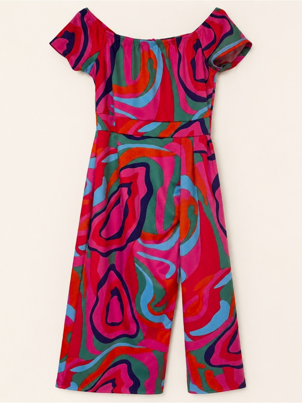 Off-Shoulder Multi-Color Slit Dress